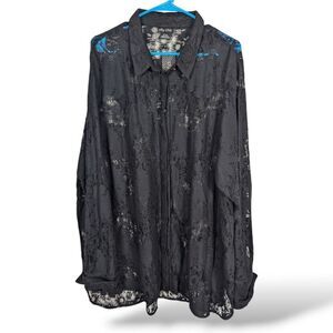 NWT City‎ Chic top 22 XL lacey love black Whimsy goth Sheer Overlay